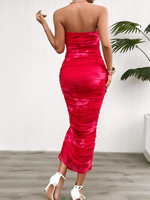 Midi Jurk met Strapless Ontwerp en Kleurverloop - Midi Dresses - Jurkjes.co