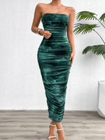 Midi Jurk met Strapless Ontwerp en Kleurverloop - Midi Dresses - Jurkjes.co