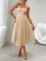 Midi Jurk met Strapless Ontwerp - Midi Dresses - Jurkjes.co