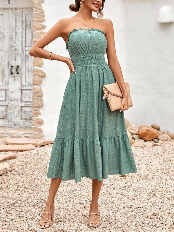 Midi Jurk met Strapless Ontwerp - Mini Dresses - Jurkjes.co