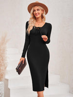 Midi Jurk met Strikband en Lange Mouwen - Group8 - Jurkjes.co