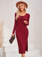 Midi Jurk met Strikband en Lange Mouwen - Group8 - Jurkjes.co