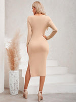 Midi Jurk met Strikband en Lange Mouwen - Group8 - Jurkjes.co