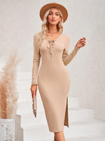 Midi Jurk met Strikband en Lange Mouwen - Group8 - Jurkjes.co