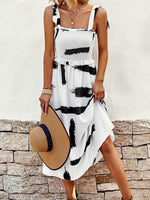 Midi Jurk met Strikbandjes en Abstracte Print - Midi Dresses - Jurkjes.co