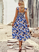 Midi Jurk met Strikbandjes en Abstracte Print - Midi Dresses - Jurkjes.co