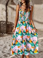 Midi Jurk met Strikbandjes en Abstracte Print - Midi Dresses - Jurkjes.co