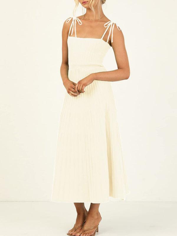 Midi Jurk met Strikbandjes en Effen Kleur - Group1 - Jurkjes.co