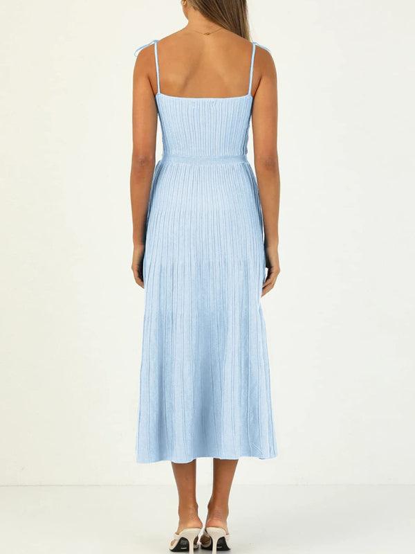 Midi Jurk met Strikbandjes en Effen Kleur - Group1 - Jurkjes.co