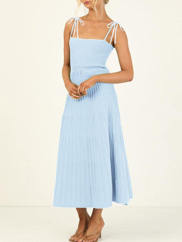 Midi Jurk met Strikbandjes en Effen Kleur - Group1 - Jurkjes.co