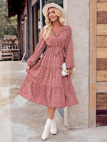 Midi Jurk met Strikceintuur en Bloemenprint - Maxi Dresses - Jurkjes.co