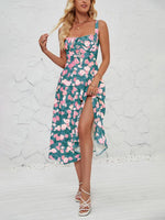 Midi Jurk met Strikdetail en Bloemenprint - Midi Dresses - Jurkjes.co