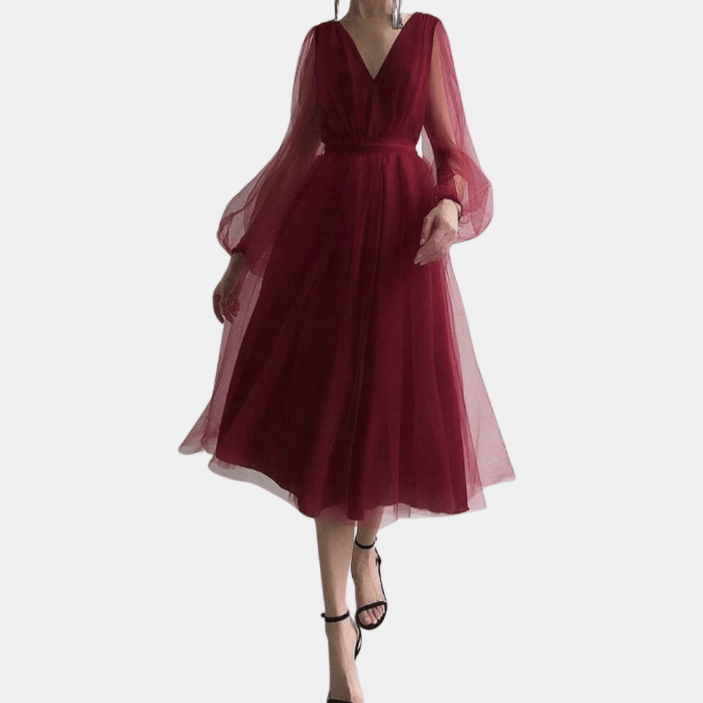 Midi-jurk met Transparante Mouwen - CB - Dresses - Jurkjes.co
