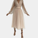 Midi-jurk met Transparante Mouwen - CB - Dresses - Jurkjes.co