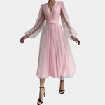 Midi-jurk met Transparante Mouwen - CB - Dresses - Jurkjes.co