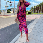 Midi Jurk met Tropische Print - Dresses - Jurkjes.co