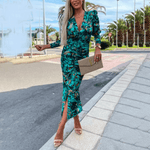 Midi Jurk met Tropische Print - Dresses - Jurkjes.co