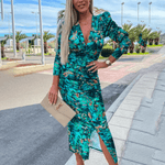 Midi Jurk met Tropische Print - Dresses - Jurkjes.co