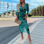 Midi Jurk met Tropische Print - Dresses - Jurkjes.co