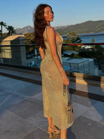 Midi Jurk met U-hals en Glitterdesign - Group13 - Jurkjes.co