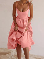 Midi Jurk met U-hals en Plooirok - Midi Dresses - Jurkjes.co