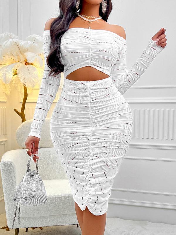 Midi Jurk met Uitsnede en Plooien - Midi Dresses - Jurkjes.co