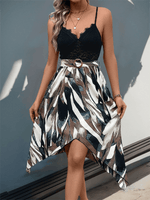 Midi Jurk met V-hals en Abstracte Print - Group3 - Jurkjes.co