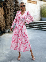 Midi Jurk met V-hals en Abstracte Print - Midi Dresses - Jurkjes.co