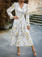 Midi Jurk met V-hals en Abstracte Print - Midi Dresses - Jurkjes.co