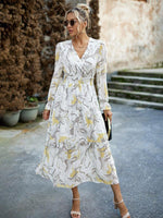 Midi Jurk met V-hals en Abstracte Print - Midi Dresses - Jurkjes.co