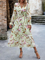 Midi Jurk met V-hals en Abstracte Print - Midi Dresses - Jurkjes.co