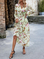 Midi Jurk met V-hals en Abstracte Print - Midi Dresses - Jurkjes.co