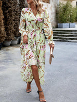 Midi Jurk met V-hals en Abstracte Print - Midi Dresses - Jurkjes.co