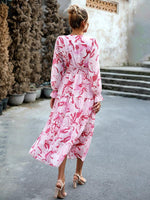 Midi Jurk met V-hals en Abstracte Print - Midi Dresses - Jurkjes.co