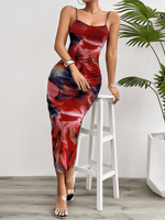 Midi Jurk met V-hals en Abstracte Print - Midi Dresses - Jurkjes.co