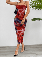 Midi Jurk met V-hals en Abstracte Print - Midi Dresses - Jurkjes.co