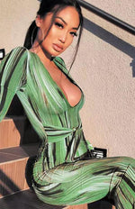 Midi Jurk met V-hals en Abstracte Print - Midi Dresses - Jurkjes.co