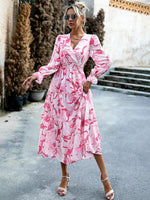 Midi Jurk met V-hals en Abstracte Print - Midi Dresses - Jurkjes.co