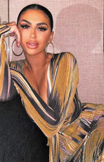 Midi Jurk met V-hals en Abstracte Print - Midi Dresses - Jurkjes.co