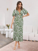 Midi Jurk met V-hals en Abstracte Print - Midi Dresses - Jurkjes.co