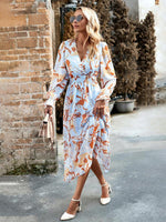 Midi Jurk met V-hals en Abstracte Print - Midi Dresses - Jurkjes.co