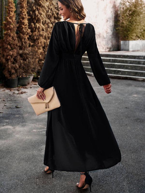 Midi Jurk met V-hals en Asymmetrische Zoom - Maxi Dresses - Jurkjes.co