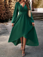 Midi Jurk met V-hals en Asymmetrische Zoom - Maxi Dresses - Jurkjes.co