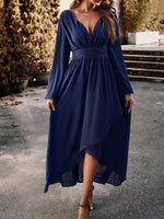Midi Jurk met V-hals en Asymmetrische Zoom - Maxi Dresses - Jurkjes.co