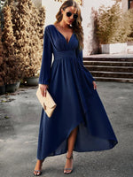 Midi Jurk met V-hals en Asymmetrische Zoom - Maxi Dresses - Jurkjes.co