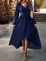 Midi Jurk met V-hals en Asymmetrische Zoom - Maxi Dresses - Jurkjes.co