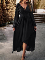 Midi Jurk met V-hals en Asymmetrische Zoom - Maxi Dresses - Jurkjes.co