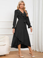 Midi Jurk met V-hals en Asymmetrische Zoom - Midi Dresses - Jurkjes.co