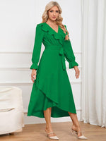 Midi Jurk met V-hals en Asymmetrische Zoom - Midi Dresses - Jurkjes.co