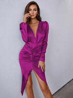 Midi Jurk met V-hals en Asymmetrische Zoom - Midi Dresses - Jurkjes.co